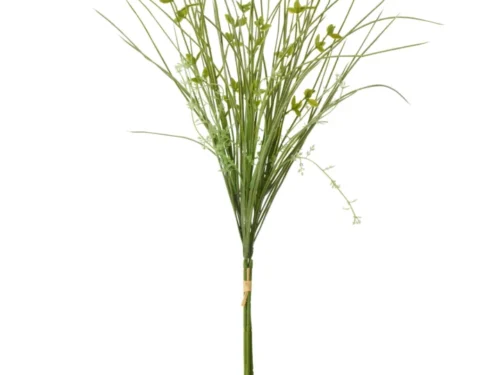 Kunstbloem Tratek oranje met drie bloemen, slanke groene stelen en sierlijk blad