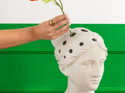 Kunstbloem Vaarmia polyester oranje set van 2 met volle oranje bloem en groene steel