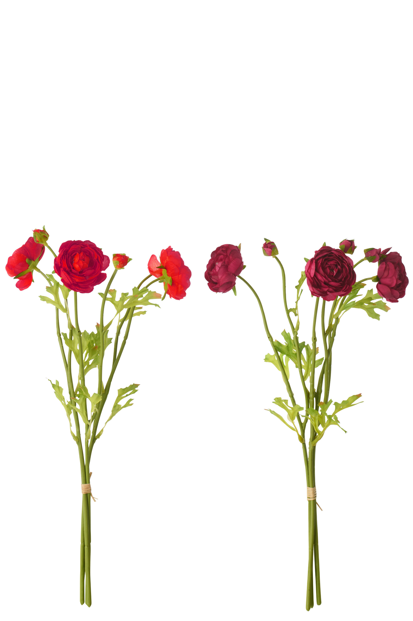 Kunstbloem Groolvena rood, set van 2, compacte polyester bloemen met groene stelen en verfijnde afwerking