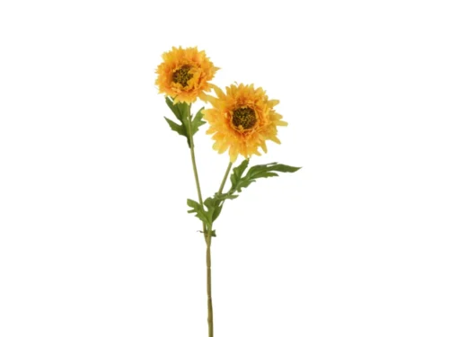 Kunstbloem Venik geel, set van 2 madeliefjes met lange steel en groene bladeren