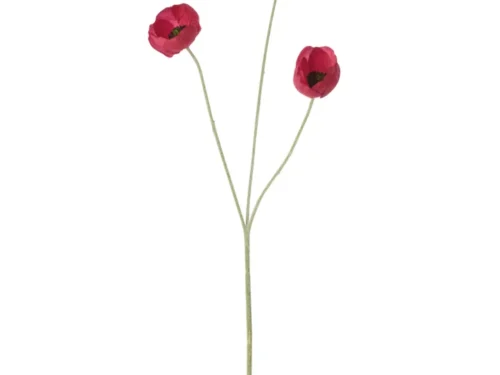 Kunstbloem Tosan rood met drie elegante bloemknoppen en slanke groene steel, 3D-printlook