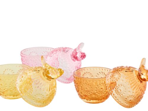 Voorraadpot Foolvir glas set van 3 in roze, geel en oranje met decoratieve dierenvormen