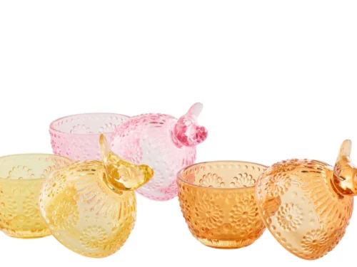 Voorraadpot Foolvir glas set van 3 in roze, geel en oranje met decoratieve dierenvormen