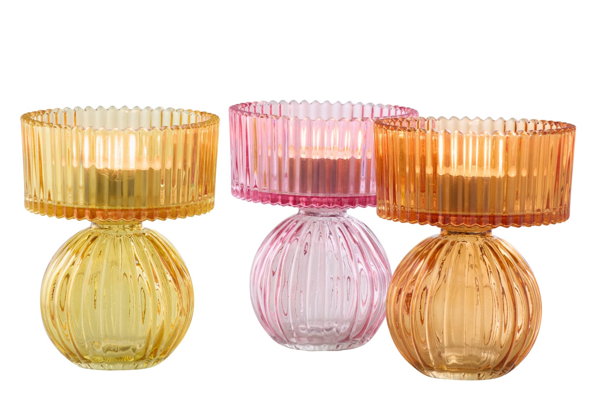 Waxinelichthouder Greinund Glas Meerkleurig - Set van 3