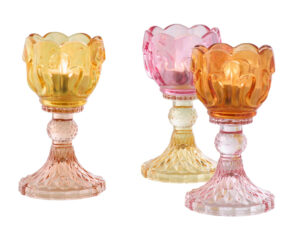 Waxinelichthouder Skullis Glas Meerkleurig - Set van 3