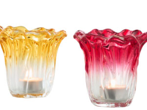 Waxinelichthouder Stedum Glas Meerkleurig - Set van 2