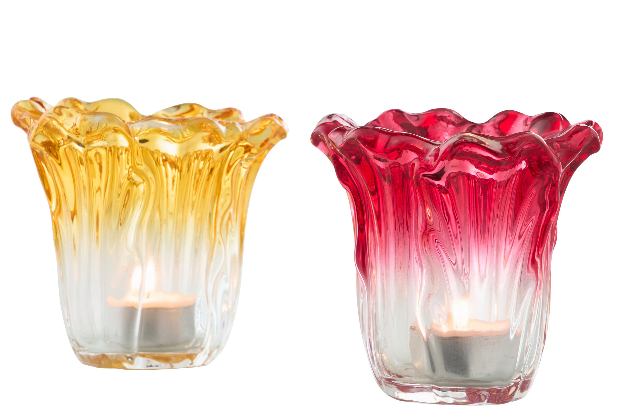 Waxinelichthouder Stedum Glas Meerkleurig - Set van 2