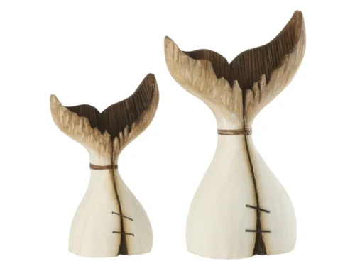 Decoratiefiguur Haurnero hout naturel H35 cm, visstaartvorm met rustieke houtstructuur en ijzerdetails