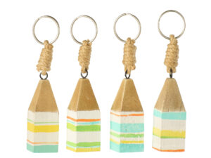 Sleutelhanger Jaurdak Hout Meerkleurig - Set van 4