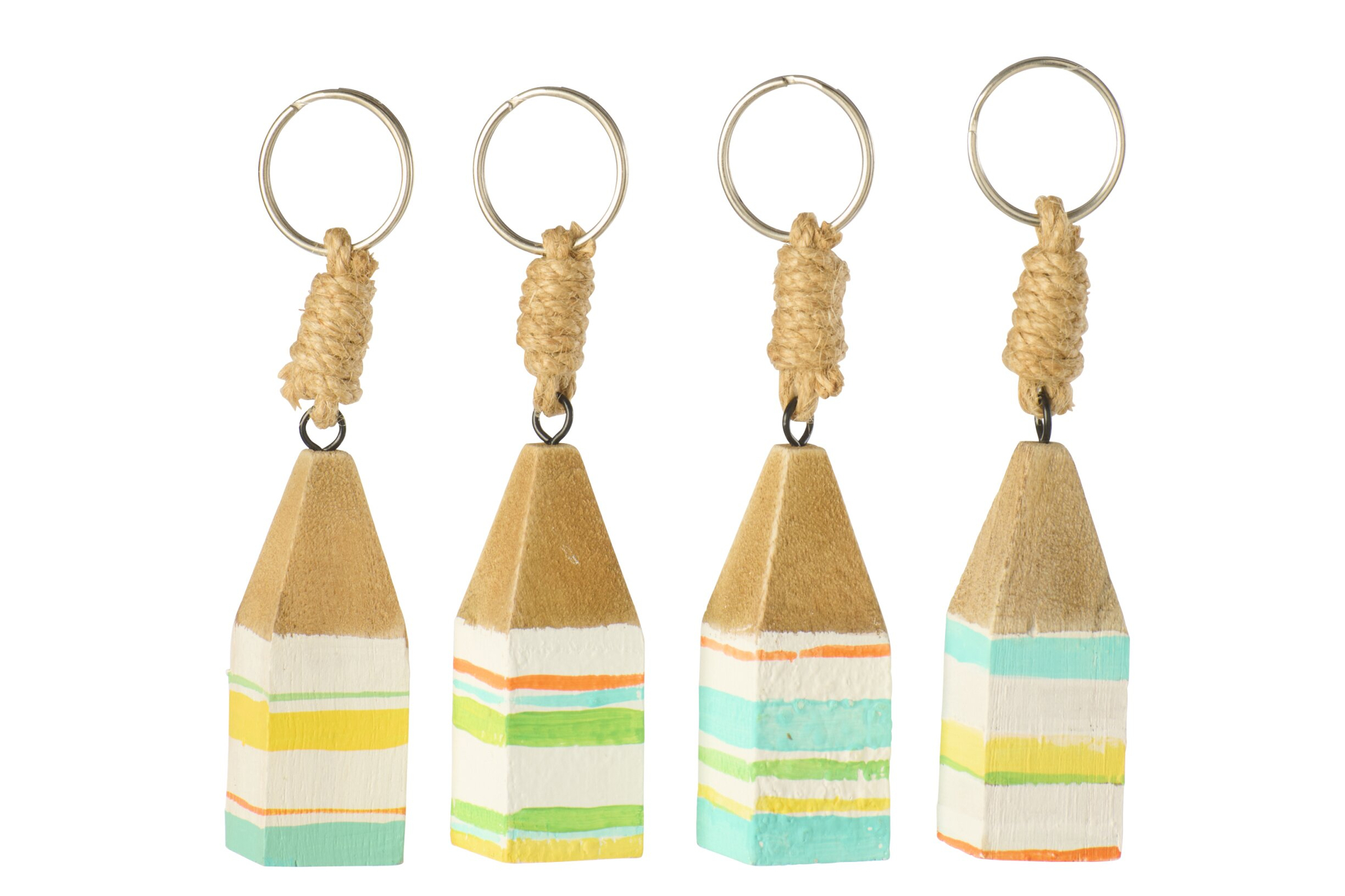 Sleutelhanger Jaurdak Hout Meerkleurig - Set van 4