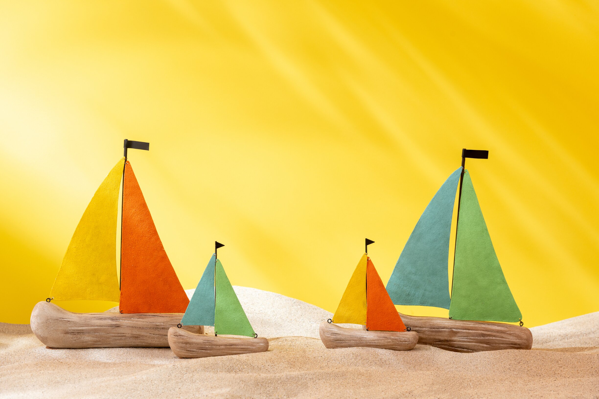 Modelschip Karea Hout Meerkleurig - Set van 2