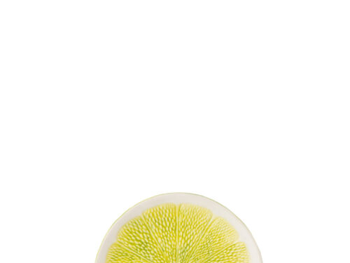 Dolomietbord Slumy Groen met citroendessin, rond 19 cm, van 100% dolomiet