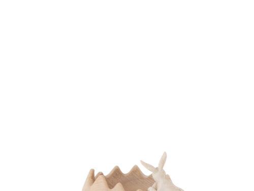 Kom Fludar beige decoratieve konijnvormige kom van kalkpoeder en hars, compact en stijlvol woonaccessoire