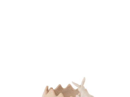 Kom Fludar beige decoratieve konijnvormige kom van kalkpoeder en hars, compact en stijlvol woonaccessoire