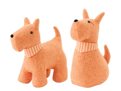 Plaid Klurnesta Oranje set van 2 deurstoppers in hondvorm met sjaal, speels en stevig woonaccessoire