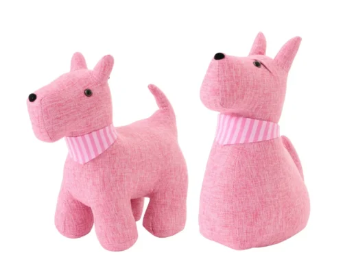 Plaid Rennura Roze set van 2, decoratieve hondenfiguren met zachte roze stof en speelse uitstraling