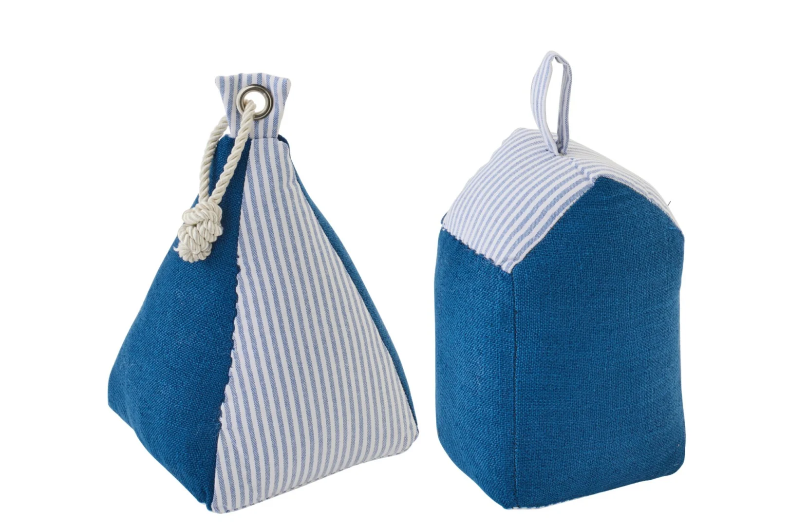 Deurstopper Siestil polyester blauw, set van 2, met gestreepte afwerking en zandvulling
