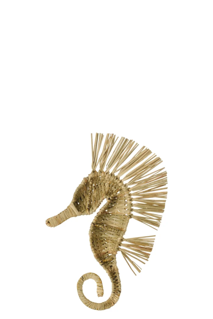 Wanddecoratie Slunnesta Naturel zeepaardje van gras, luchtig vlechtwerk voor een natuurlijke muurdecoratie