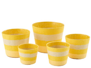 Bloempot Taarnio Papier Geel H17 cm