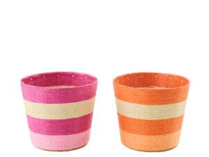 Bloempot Kubon Papier Roze H15 cm - Set van 2
