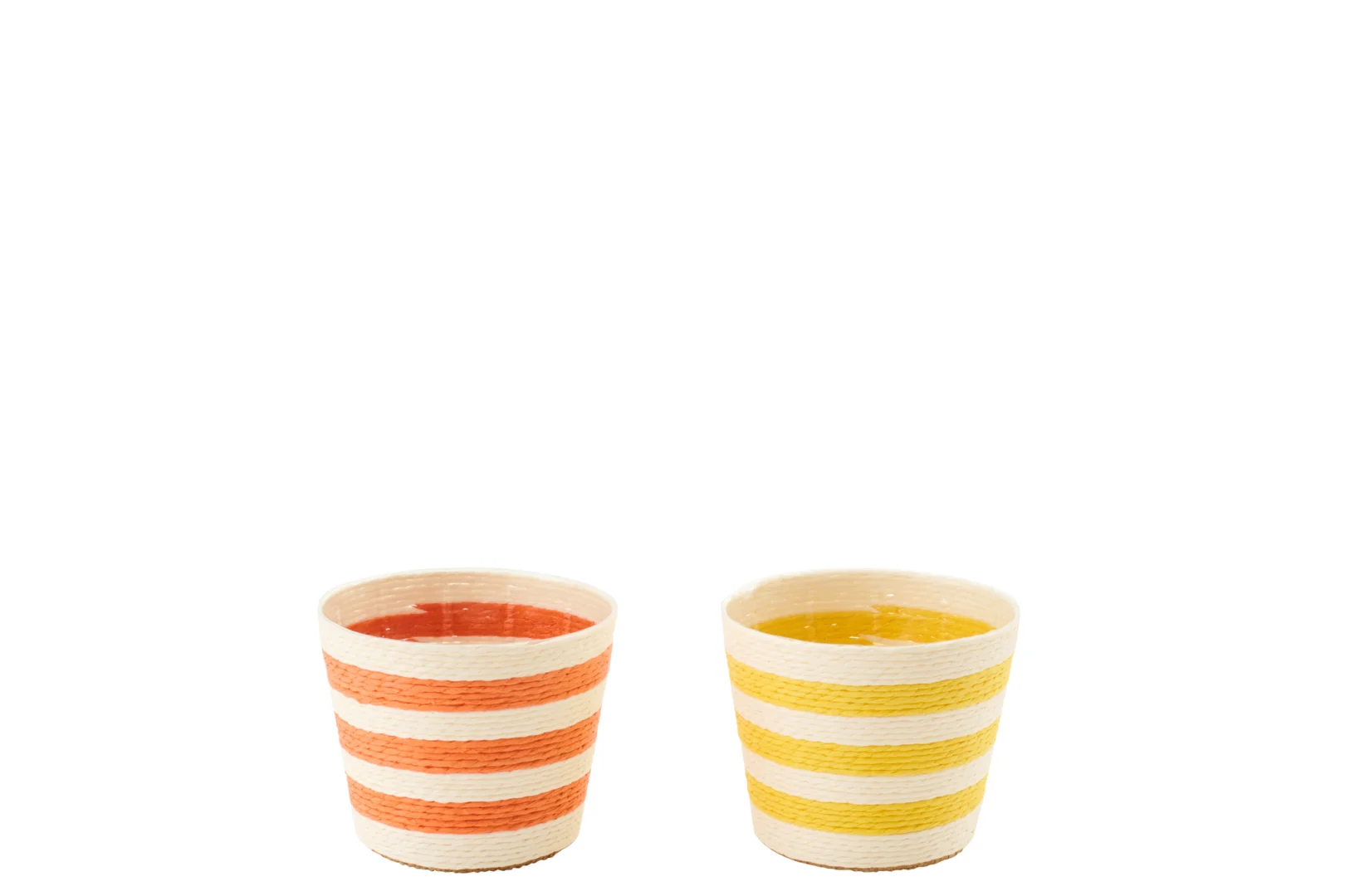Bloempot Graurrak Papier Geel H9,5 cm - Set van 2 - Afbeelding 2