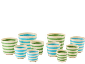 Bloempot Kestia Papier Blauw H17 cm - Set van 2