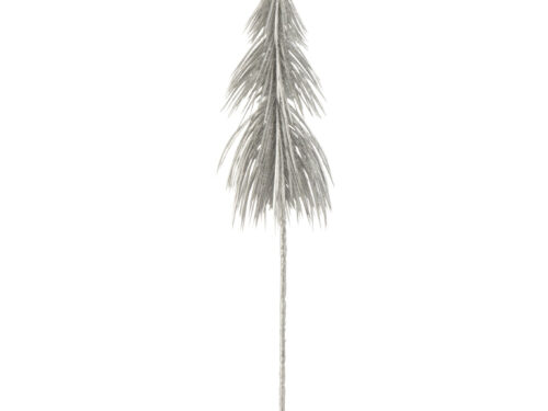 Kunsttak Griennund Zilver met glinsterende afwerking en smalle steel voor vaas of kerststuk