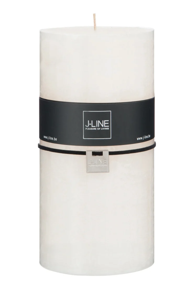 Witte Cilinderkaars Floordine met strakke vorm en J-LINE label, 10 x 10 x 20 cm, paraffine