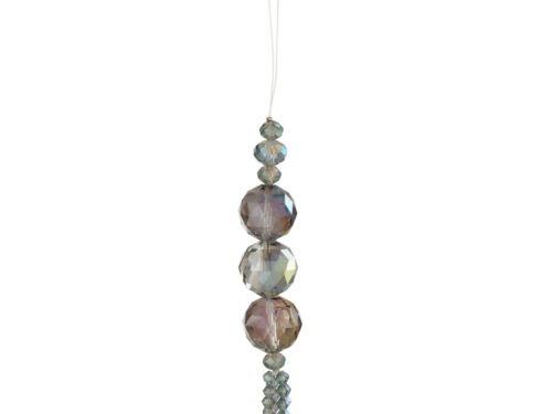 Parelhanger Jabor kunststof blauw met glaskralen en lange transparante ophanglus