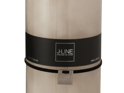 Cilinderkaars Rensik Beige, grote beige stompkaars met J-LINE band en rustige, tijdloze uitstraling