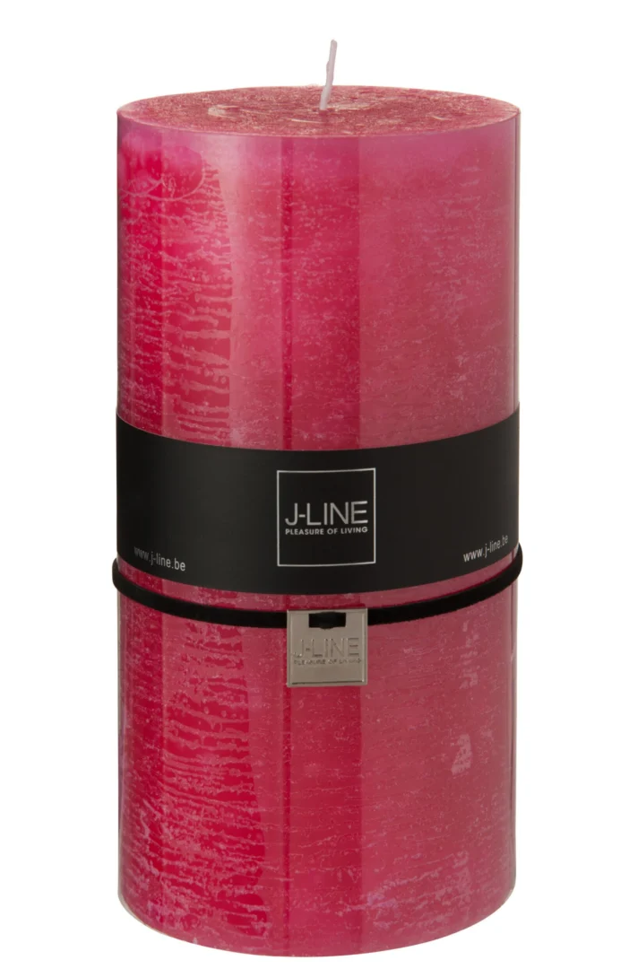 Roze cilinderkaars Trussane met J-LINE band, stijlvolle paraffine sfeermaker voor interieurfinish