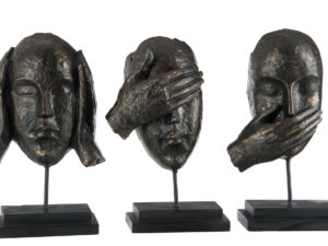Beeld Beendio Steen Bruin H28 cm - Set van 3