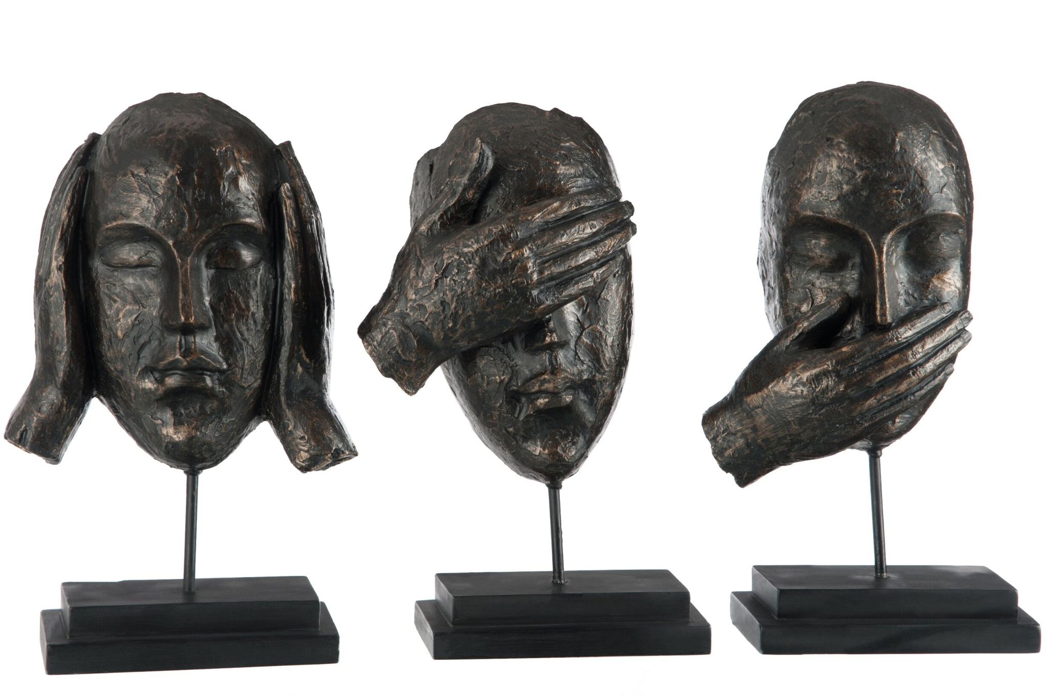 Beeld Beendio Steen Bruin H28 cm - Set van 3