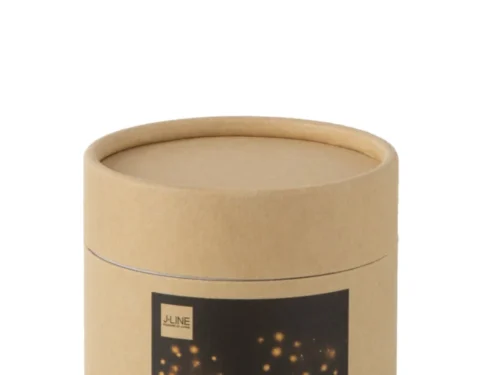 Cadeaubox Koondio koper wit met 2 warmwitte LED-lichtsnoeren, in ronde geschenkverpakking