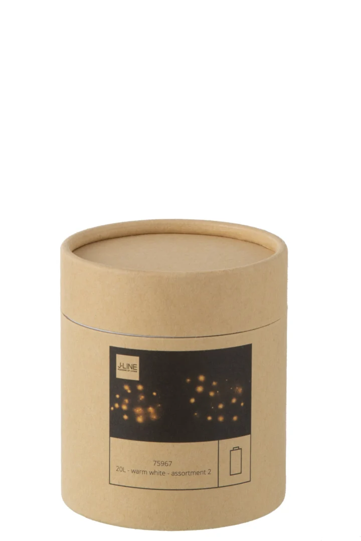 Cadeaubox Koondio koper wit met 2 warmwitte LED-lichtsnoeren, in ronde geschenkverpakking