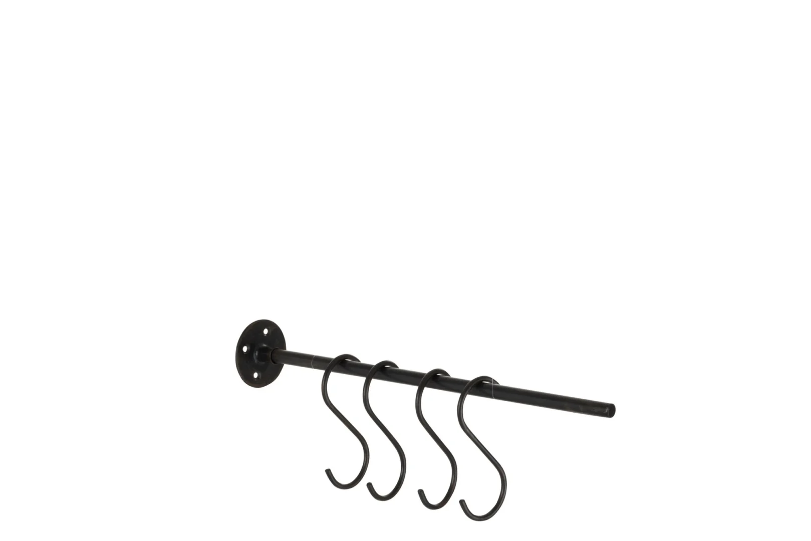 Trerdy textielhanger zwart metaal, 50 cm lang, met 4 haken en strakke, compacte vorm