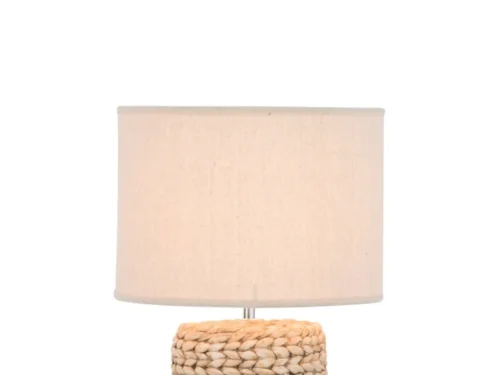 Stekker Galtira Beton Naturel lamp met gevlochten basis en linnen kap, natuurlijke beige uitstraling