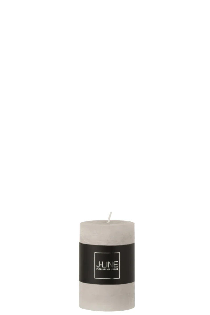 Grijze Cilinderkaars Hodek met strak design en zwart J-LINE label, compact en sfeervol