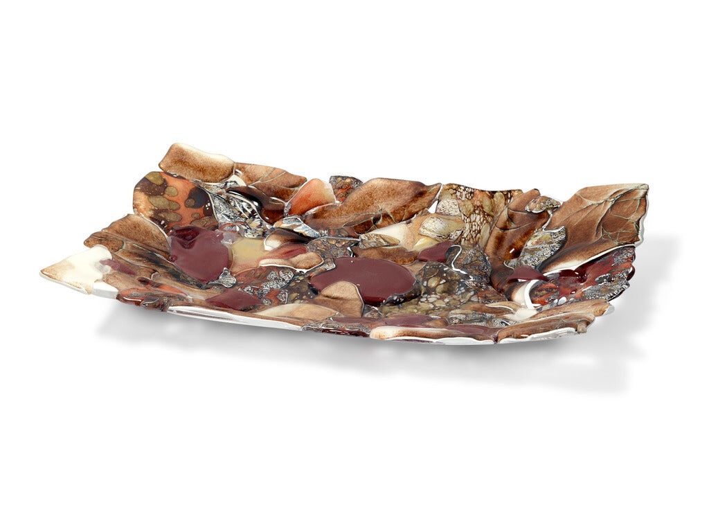 Handgemaakte Schaal Kleissal glas met warme kleurvlakken en unieke textuur, decoratief op tafel