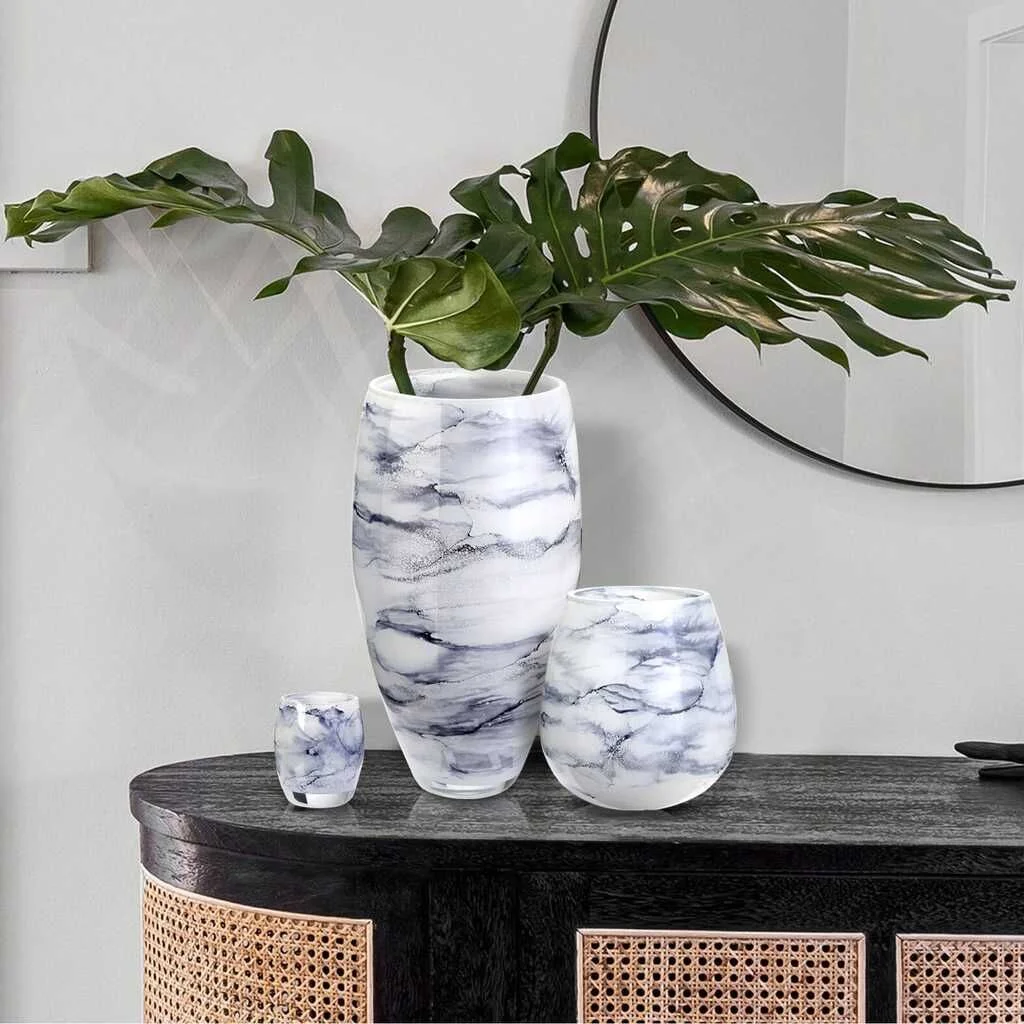 Vaas Slantio Glas Wit H38 cm - Afbeelding 3