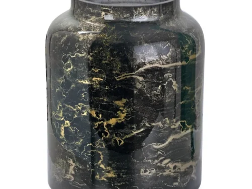 Vaas Sotak glas zwart met marmerdessin en gouden accenten, handgemaakt woonaccessoire voor elk interieur