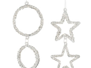 Decoratiehanger Aarhus Glas Zilver - Set van 2