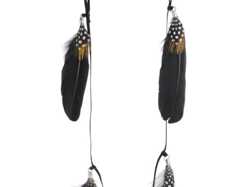 Guirlande Daarnino veren bruin en zwart, decoratief woonaccessoire met lange slanke veertjes