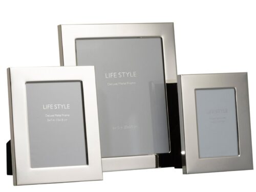 Fotolijst Paatone Glas Zilver, strakke brede rand met glas, MDF en metaal in drie zilveren formaten