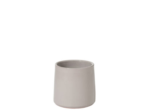 Bloempot Nernil keramiek grijs, ronde compacte pot met glanzende afwerking en H16,5 cm hoogte