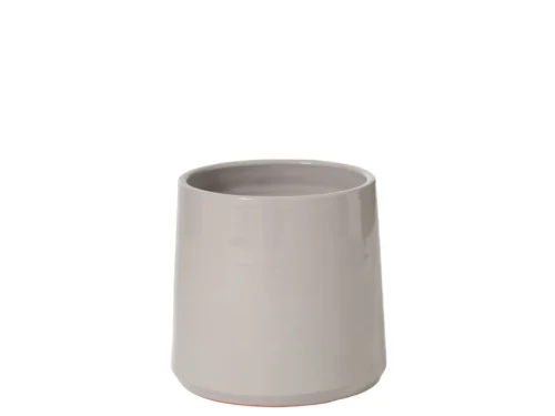 Bloempot Dundee grijs keramiek H21,5 cm, ronde stijlvolle pot voor kamerplanten