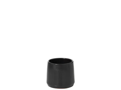 Zwarte Hessoro keramieken bloempot H13,5 cm, rond en compact voor kleine planten