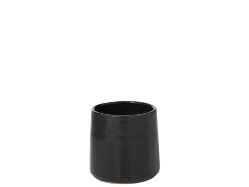 Zwarte Klielvy keramieken bloempot H17 cm, rond en compact voor een kleine plant of stijlvol accent
