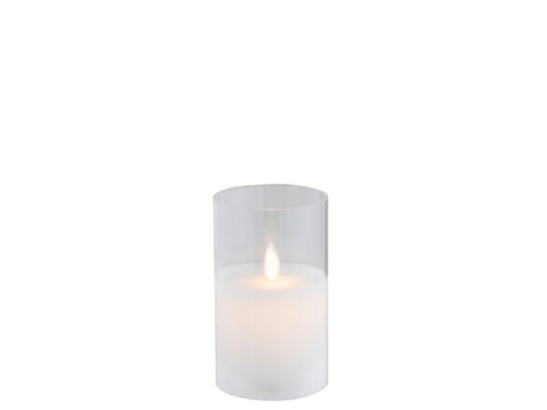 Lamp Senun Transparant, compacte LED-lamp met transparante cilinder en warm kaarslicht-effect