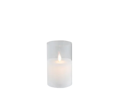 Lamp Senun Transparant, compacte LED-lamp met transparante cilinder en warm kaarslicht-effect